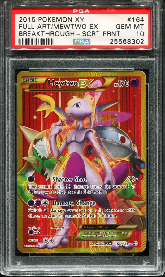 POKEMON TCG - MEWTWO EX 164/162 POKEMON PSA 10 XY BREAKTHROUGH SECRET RARE