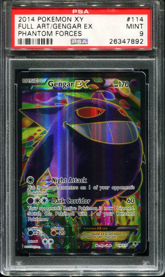 POKEMON TCG - GENGAR EX 114/119 POKEMON PSA 9 XY PHANTOM FORCES FULL ART