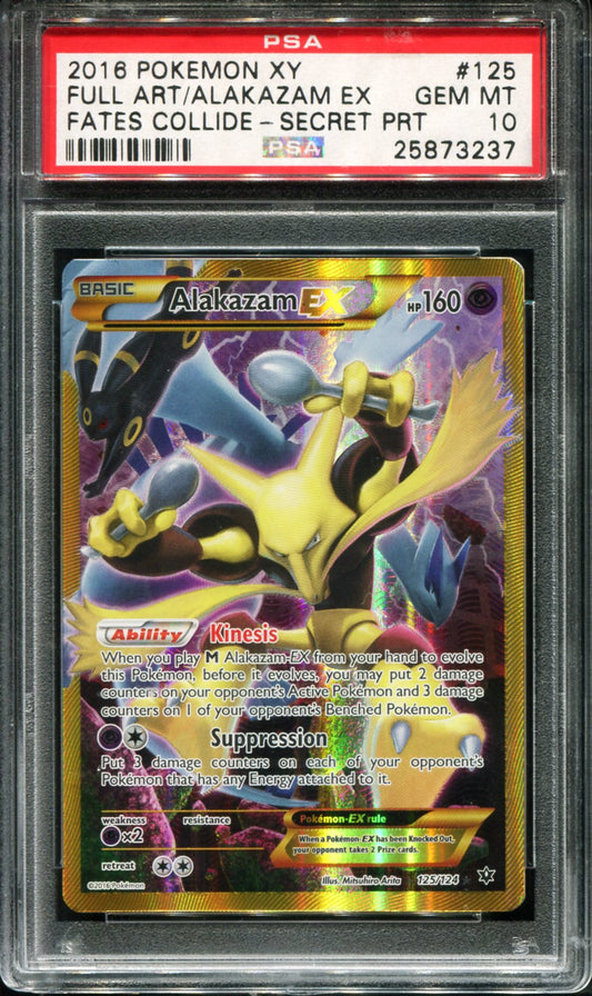 POKEMON TCG - ALAKAZAM EX 125/124 POKEMON PSA 10 GATES COLLIDE SECRET RARE