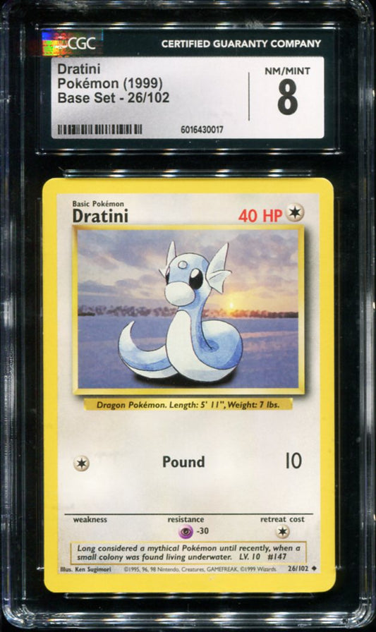 POKEMON TCG - DRATINI 26/102 POKEMON CGC 8 BASE SET 2