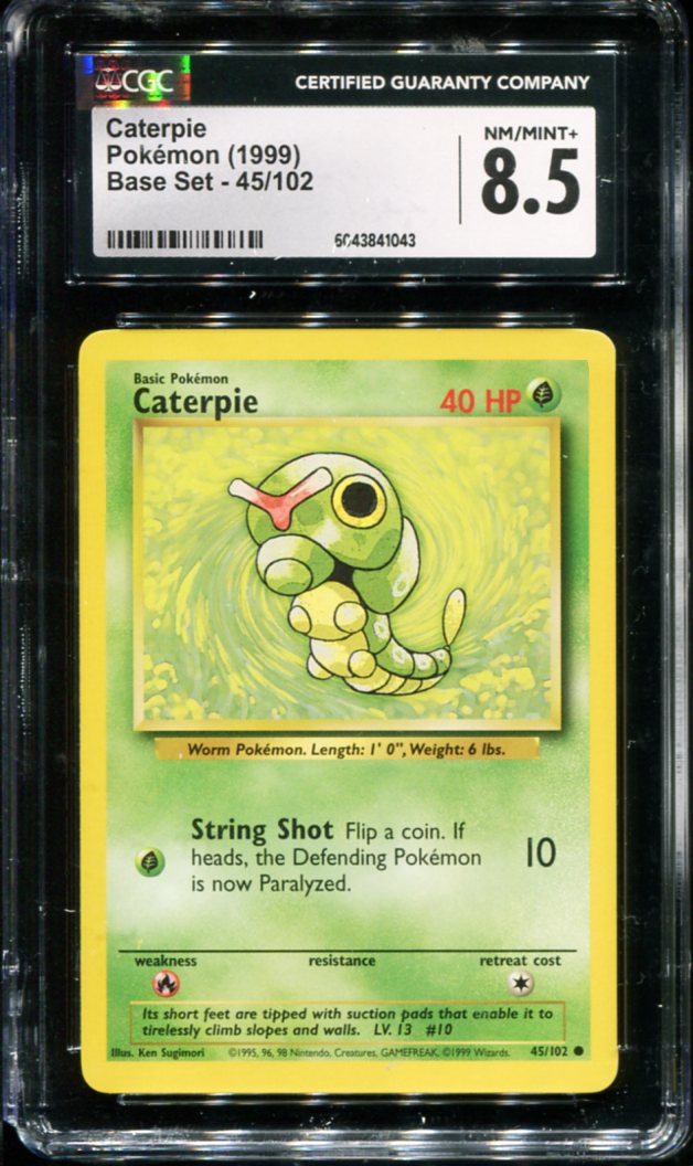 POKEMON TCG - CATERPIE 45/102 POKEMON CGC 8.5 BASE SET
