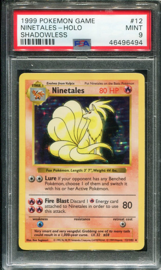 POKEMON TCG - NINETALES 12/102 POKEMON PSA 9 SHADOWLESS BASE SET