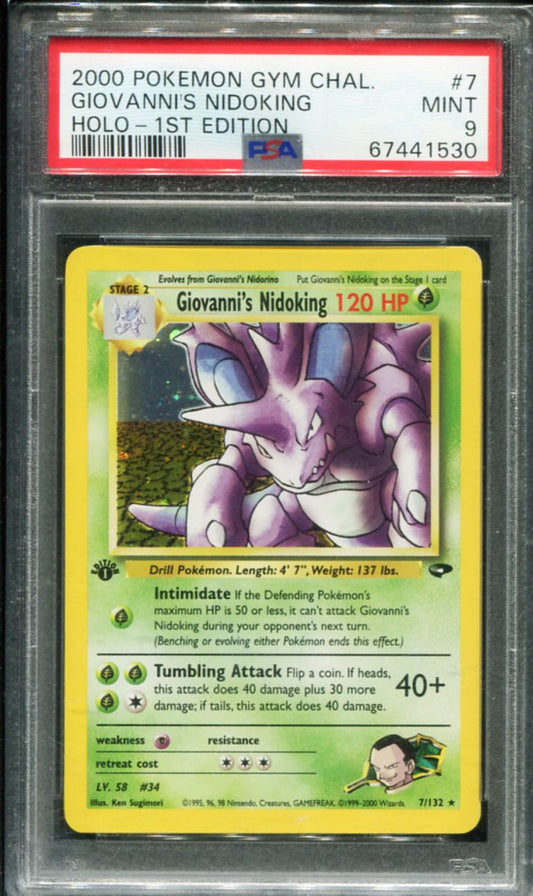 POKEMON TCG - GIOVANNI'S NIDOKING 7/132 POKEMON PSA 9 1ST EDITION GYM CHALLENGE