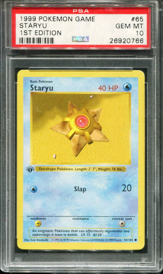POKEMON TCG - STARYU 65/102 PSA 10 1ST EDITION