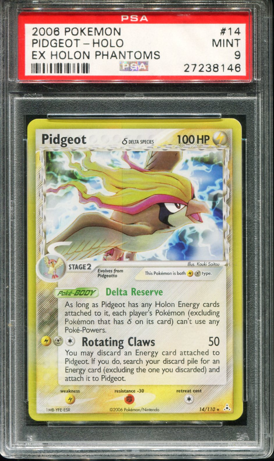 POKEMON TCG - PIDGEOT 14/110 POKEMON PSA 9 EX HOLON PHANTOMS HOLO RARE