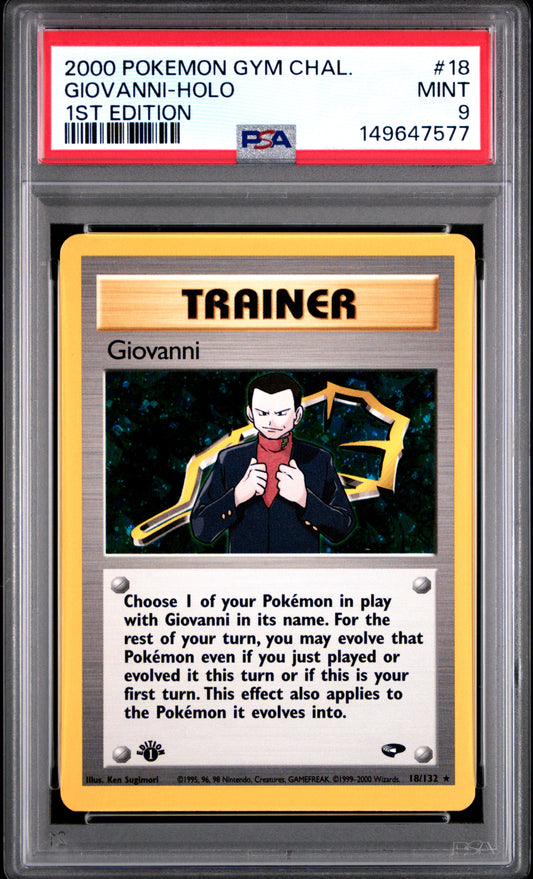 GIOVANNI HOLO 18/132 PSA 9 1ST EDITION GYM CHALLENGE POKEMON
