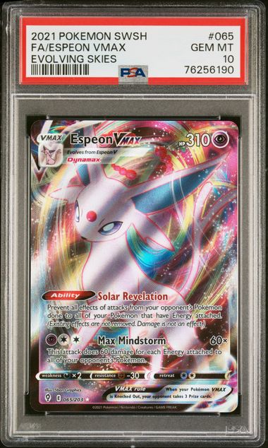 POKEMON TCG - ESPEON VMAX 065/203 PSA 10 EVOLVING SKIES ULTRA RARE