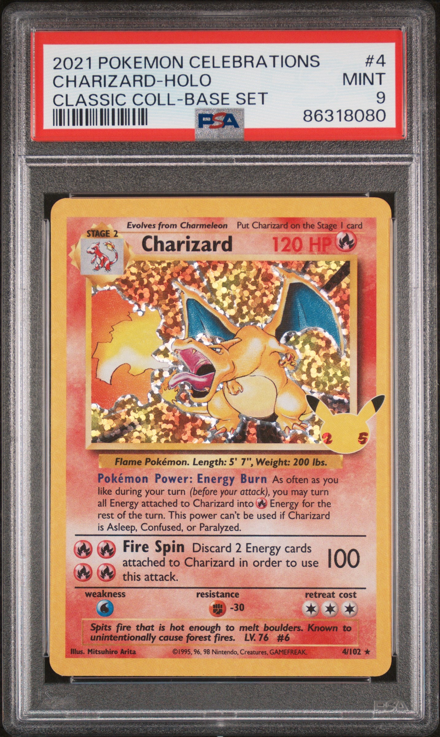 CHARIZARD HOLO 4 PSA 9 CELEBRATIONS CLASSIC COLLECTION POKEMON