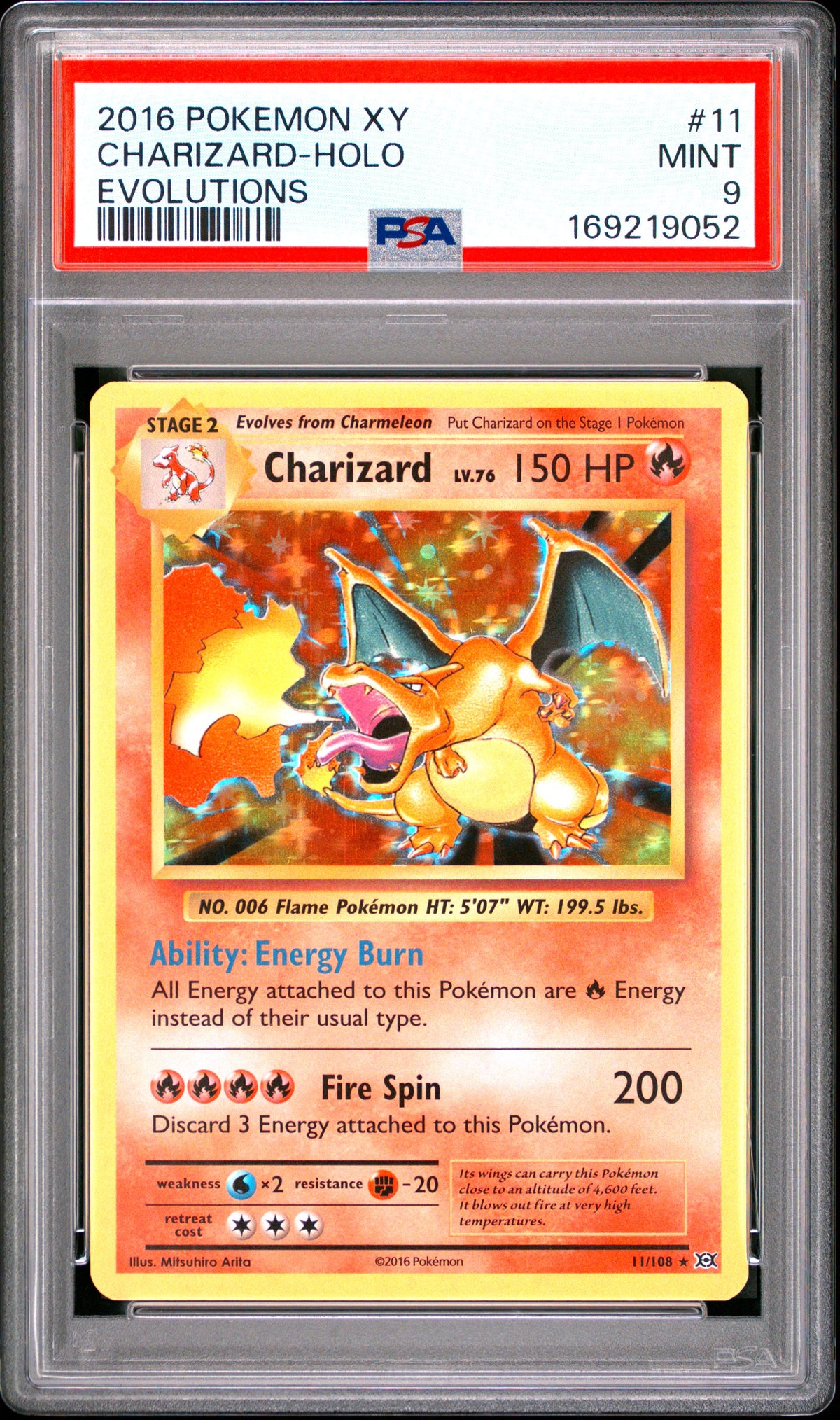 CHARIZARD HOLO 11/108 PSA 9 EVOLUTIONS POKEMON