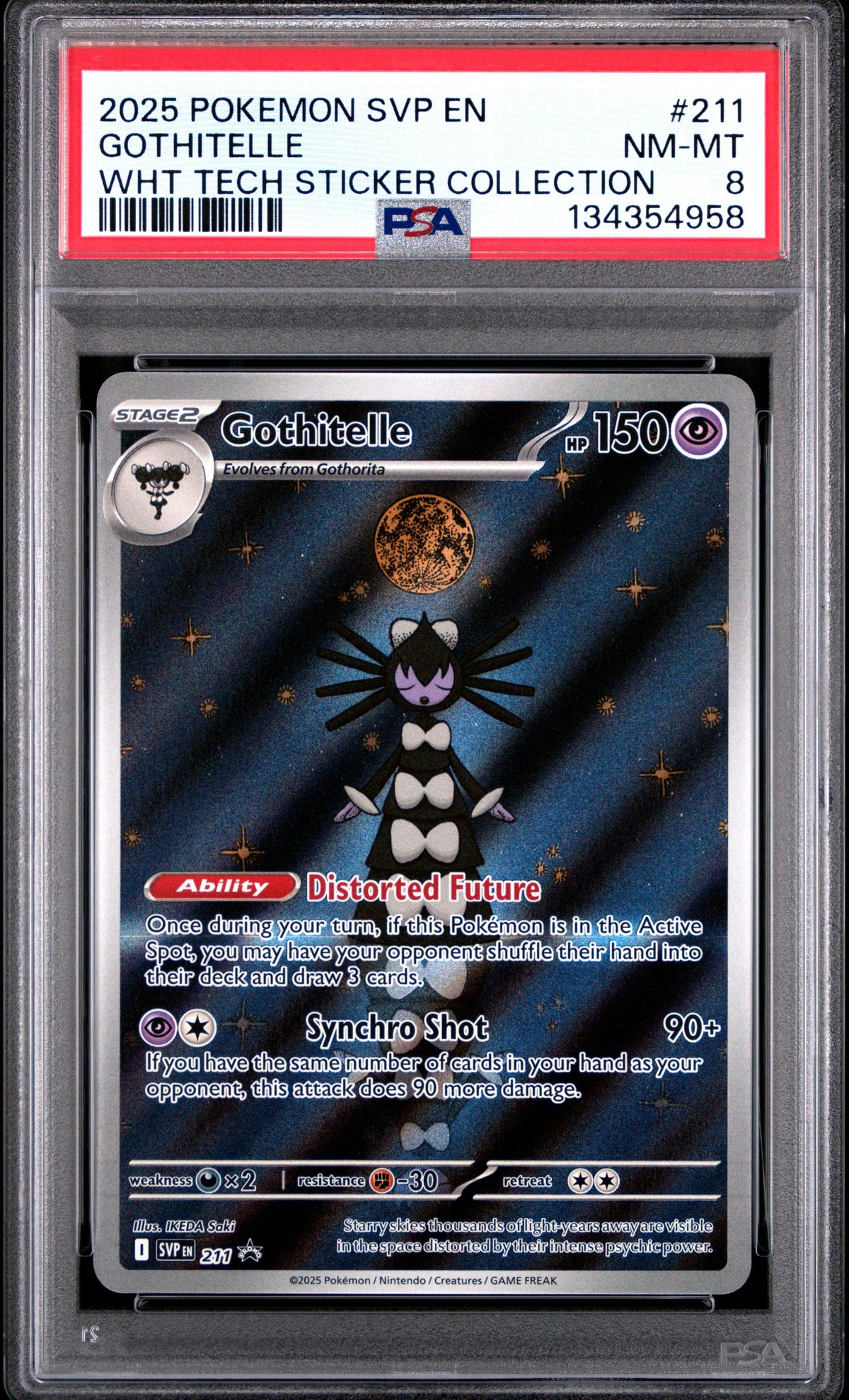 GOTHITELLE 211 PSA 8 WHITE FLARE TECH STICKER COLLECTION POKEMON