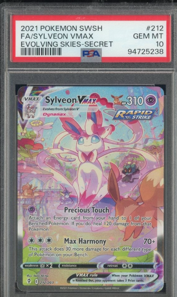 POKEMON TCG - SYLVEON VMAX 212/203 PSA 10 EVOLVING SKIES SECRET RARE