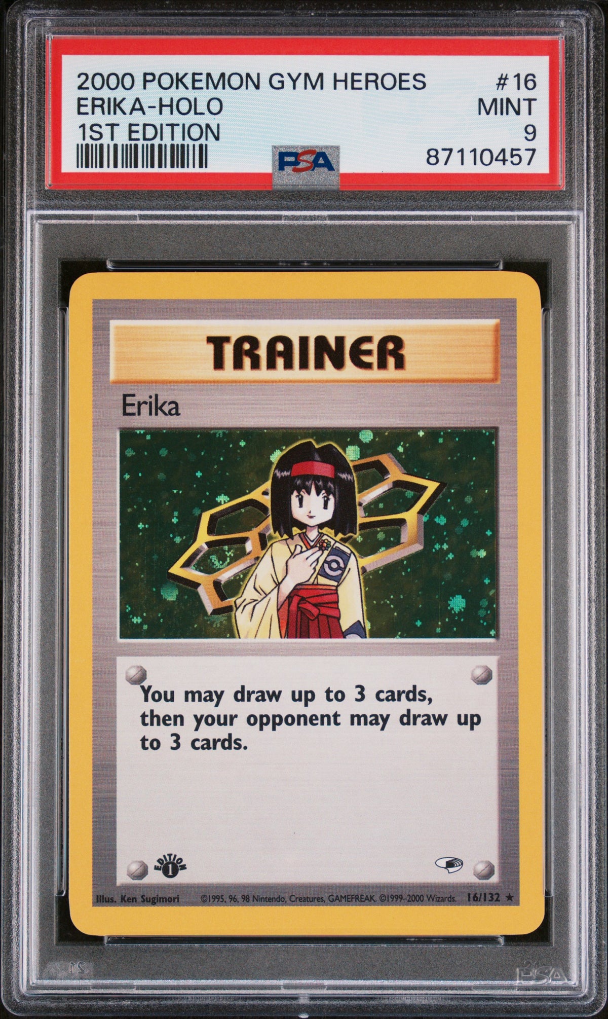 ERIKA HOLO 16/132 PSA 9 1ST EDITION GYM HEROES POKEMON