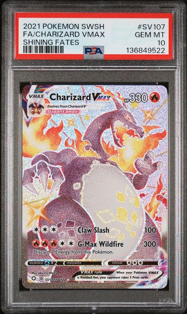 POKEMON TCG - CHARIZARD VMAX SV107/SV122 POKEMON PSA 10 SHINING FATES FULL ART