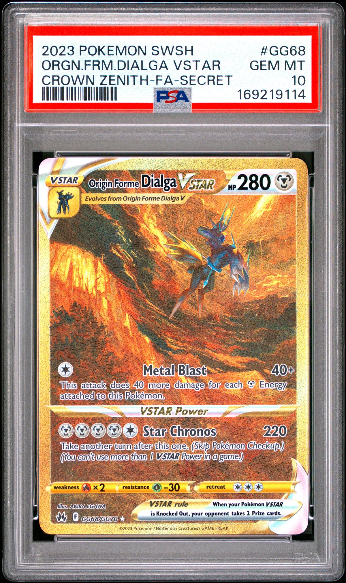ORIGIN FORME DIALGA VSTAR GG68/GG70 PSA 10 SECRET POKEMON