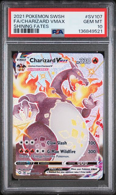 POKEMON TCG - CHARIZARD VMAX SV107/SV122 POKEMON PSA 10 SHINING FATES FULL ART