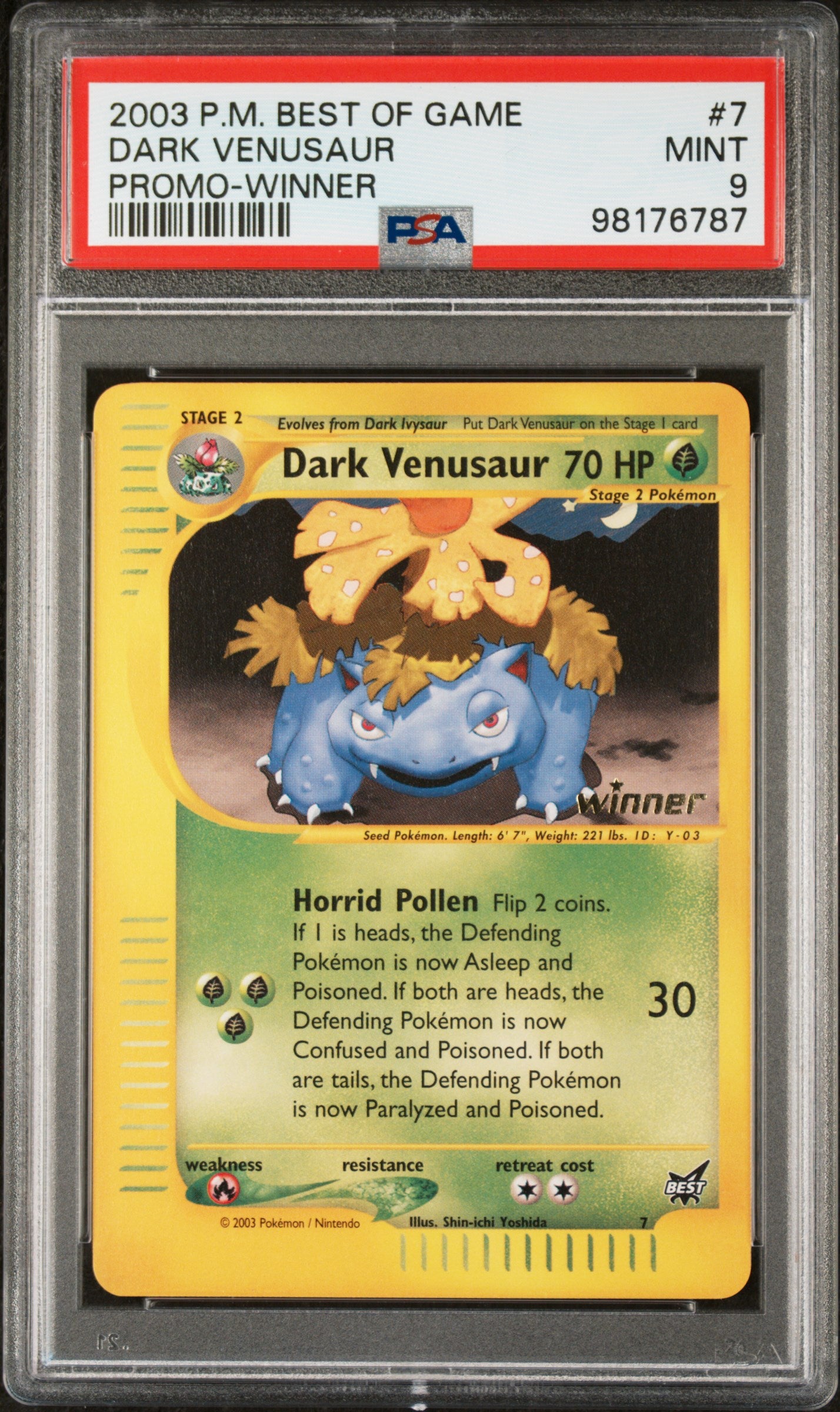 DARK VENUSAUR 7/9 PSA 9 WINNER BEST OF GAME PROMO POKEMON
