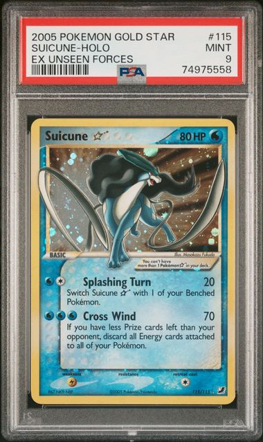 POKEMON TCG - SUICUNE 115/115 POKEMON PSA 9 EX UNSEEN FORCES GOLD STAR