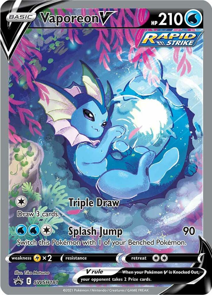 POKEMON TCG - VAPOREON V SWSH181 ALTERNATE ART BLACK STAR PROMO