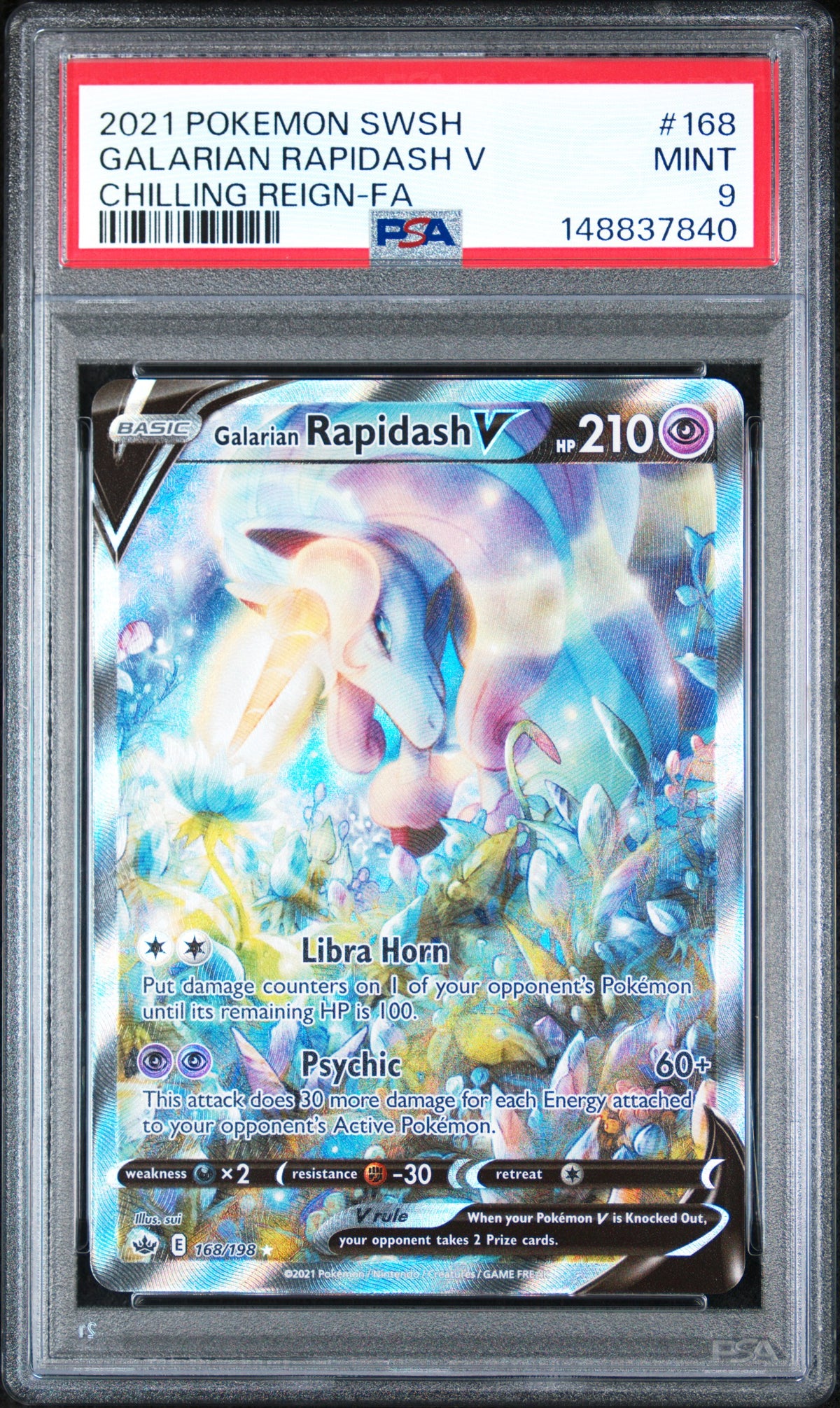 GALARIAN RAPIDASH V 168/198 PSA 9 CHILLING REIGN POKEMON