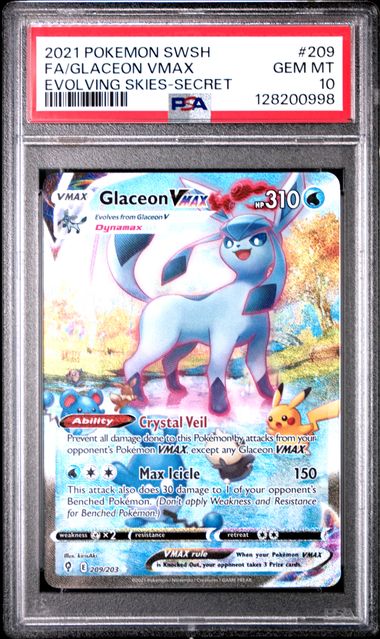 POKEMON TCG - GLACEON VMAX 209/203 PSA 10 EVOLVING SKIES SECRET RARE