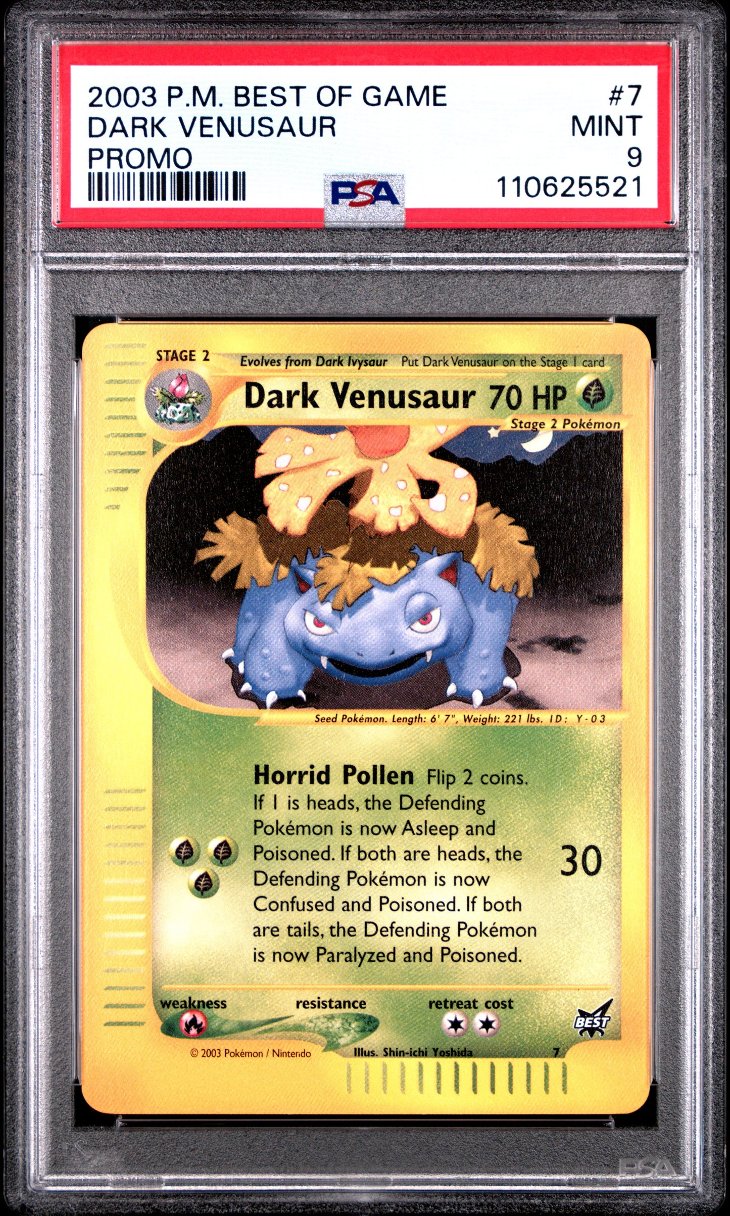 DARK VENUSAUR 7/9 PSA 9 BEST OF GAME PROMO POKEMON