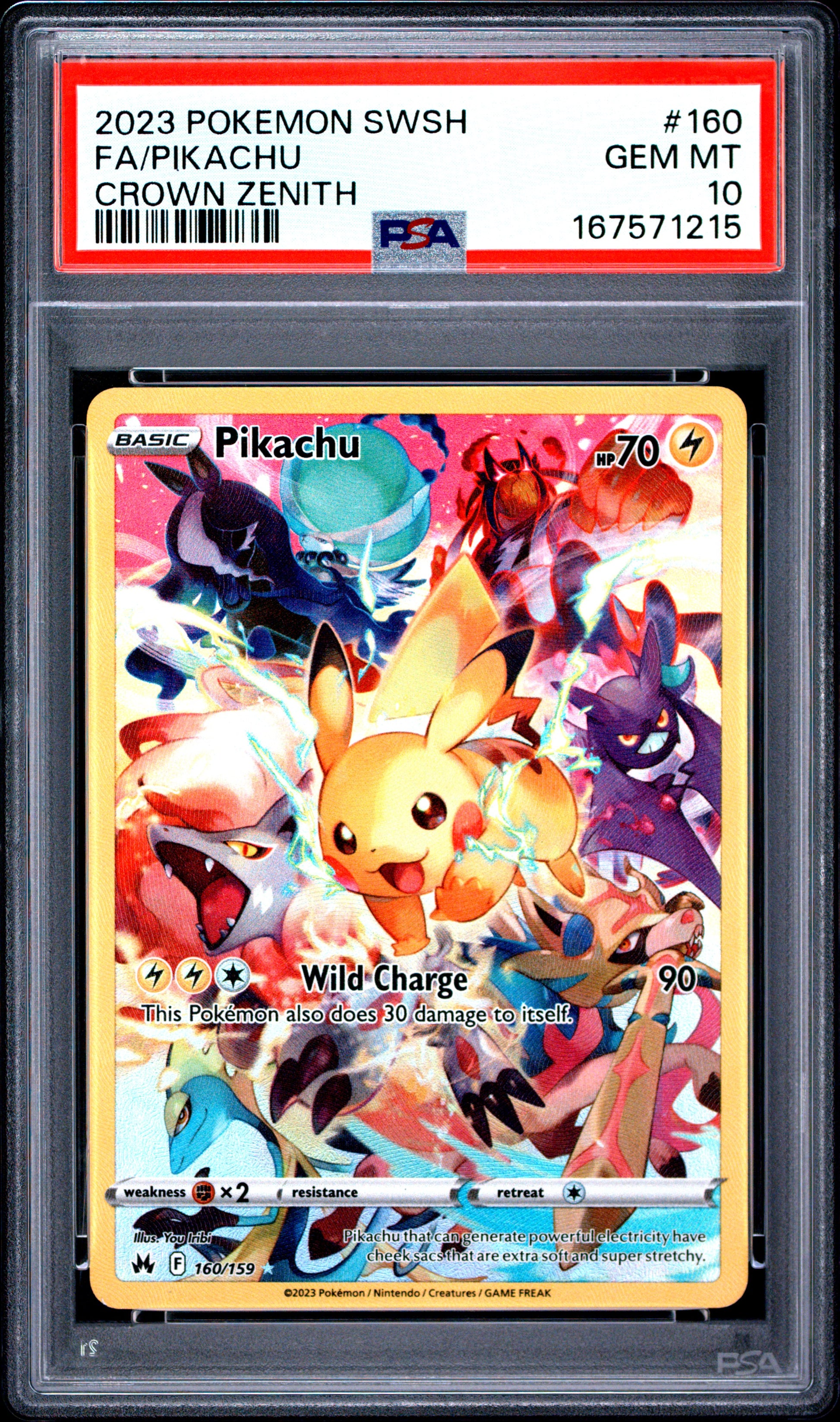 POKEMON TCG - PIKACHU 160/159 PSA 10 SWORD SHIELD CROWN ZENITH POKEMON