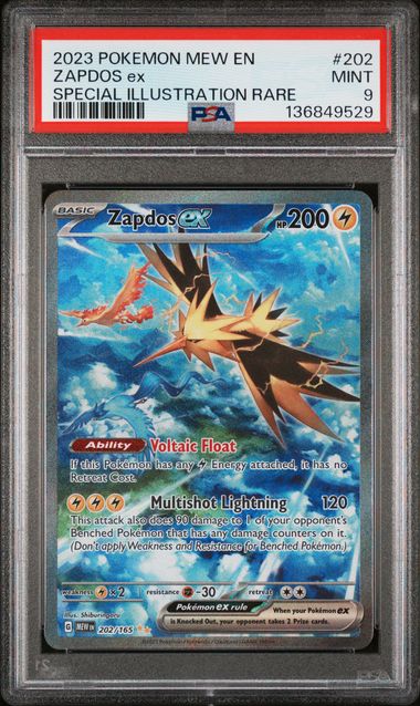 POKEMON TCG - ZAPDOS EX 202/165 PSA 9 151 SIR