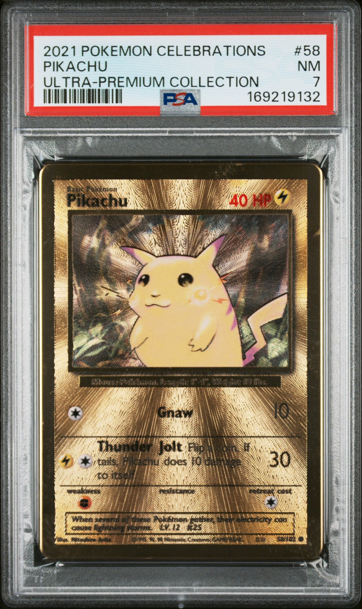 PIKACHU 58/102 PSA 7 CELEBRATIONS UPC GOLD PROMO POKEMON