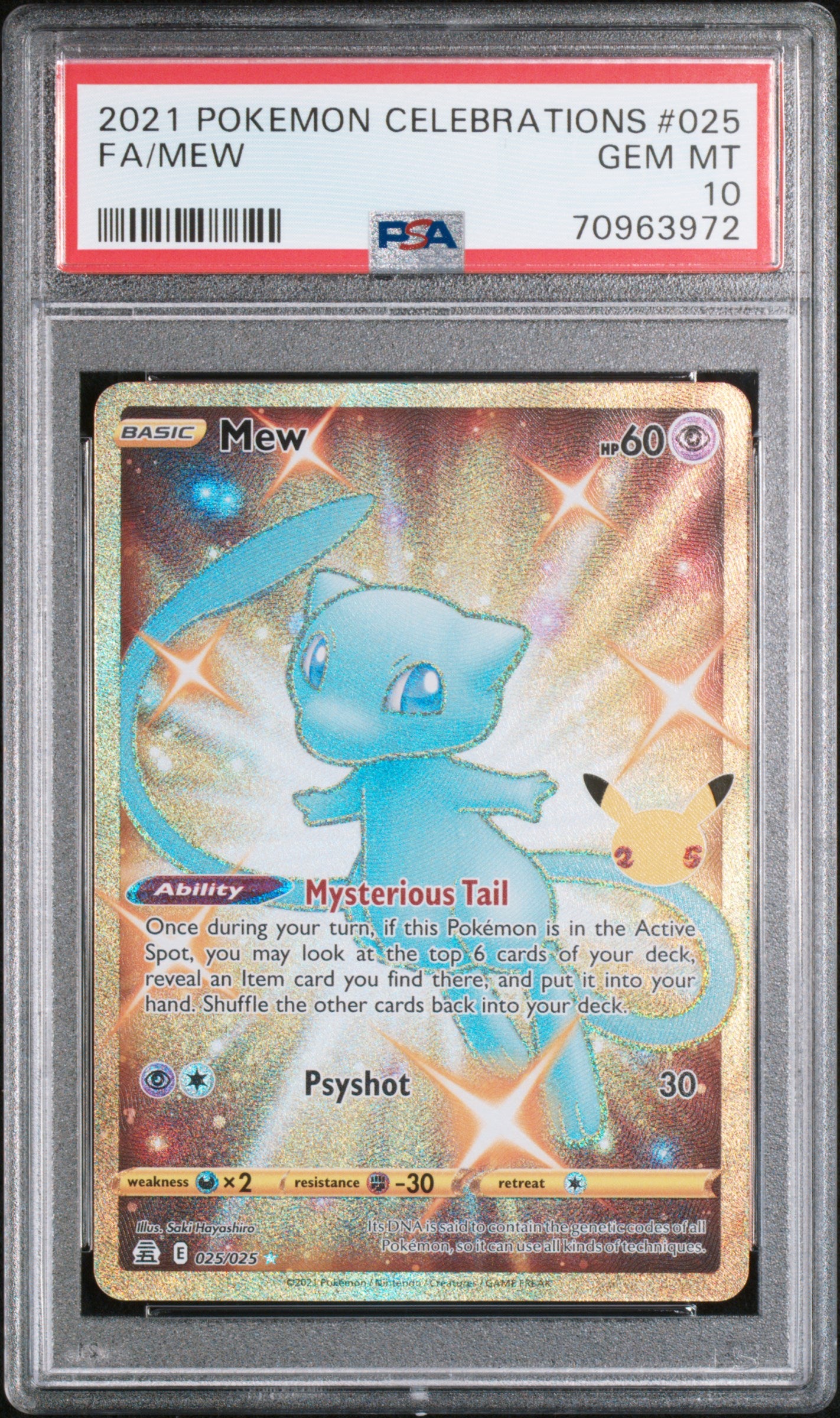 MEW 025 PSA 10 CELEBRATIONS POKEMON