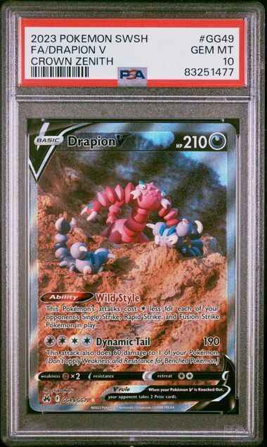 POKEMON TCG - DRAPION V GG49/GG70 POKEMON PSA 10 CROWN ZENITH GALARIAN GALLERY