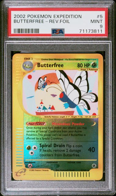 BUTTERFREE REVERSE HOLO 5/165 PSA 9 EXPEDITION POKEMON