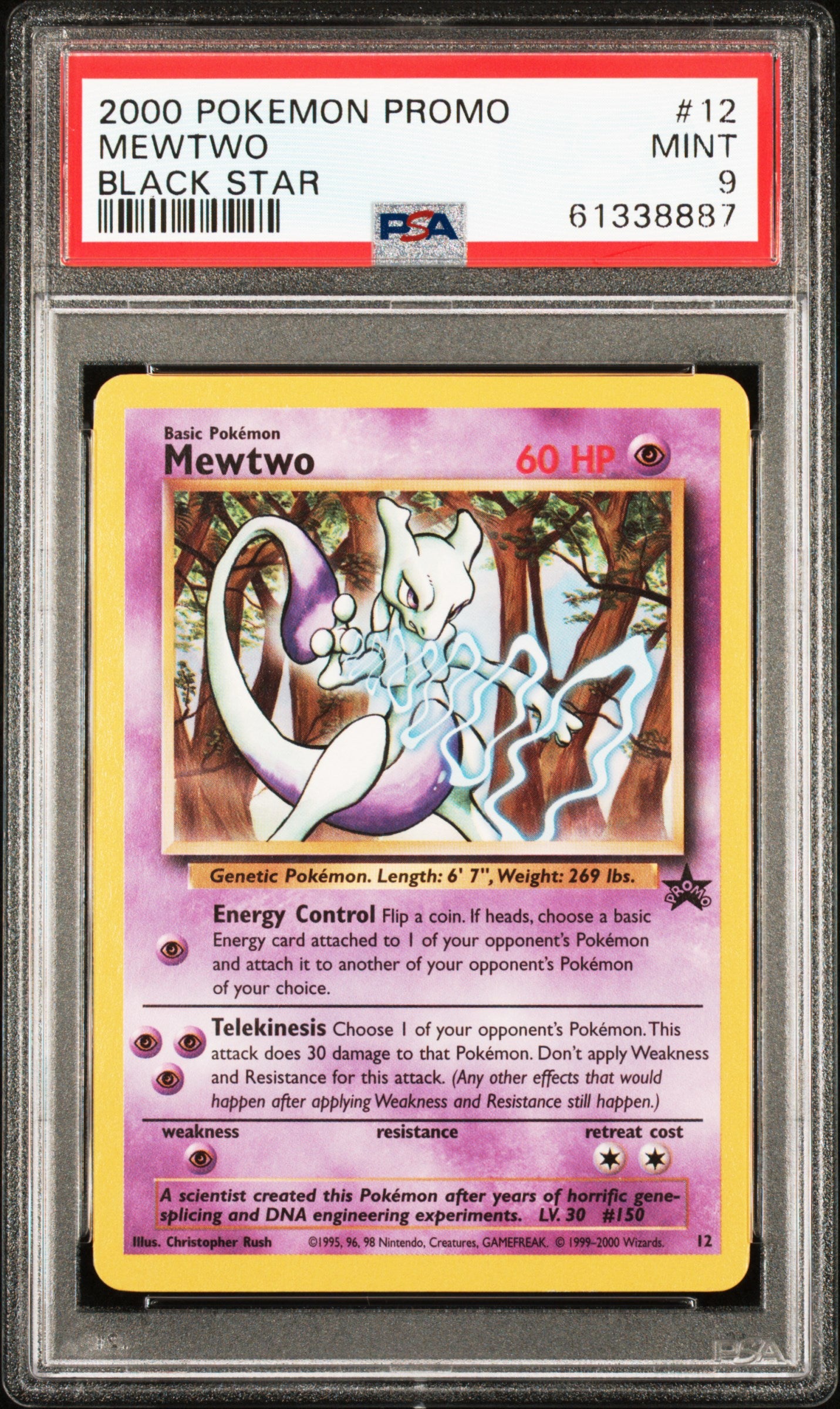 MEWTWO 12 PSA 9 PROMO BLACK STAR POKEMON