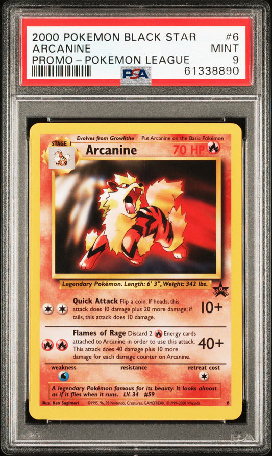 ARCANINE 6 PSA 9 POKEMON LEAGUE PROMO BLACK STAR POKEMON