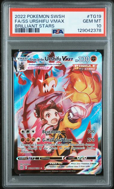 POKEMON TCG - SINGLE STRIKE URSHUFU VMAX TG19/TG30 PSA 10 BRILLIANT STARS FULL ART