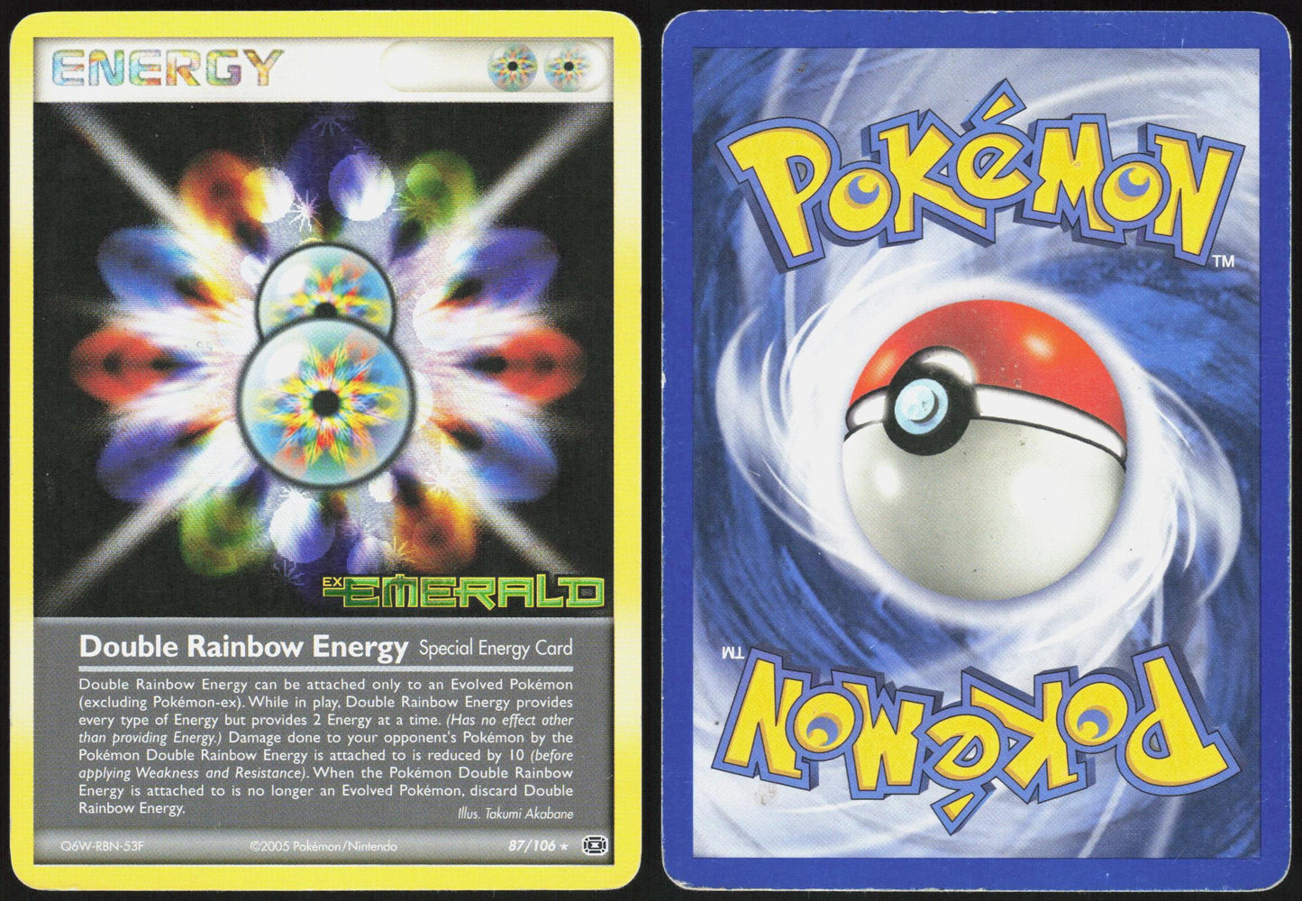 DOUBLE RAINBOW ENERGY 87/106 EMERALD POKEMON RARE REVERSE HOLO MP
