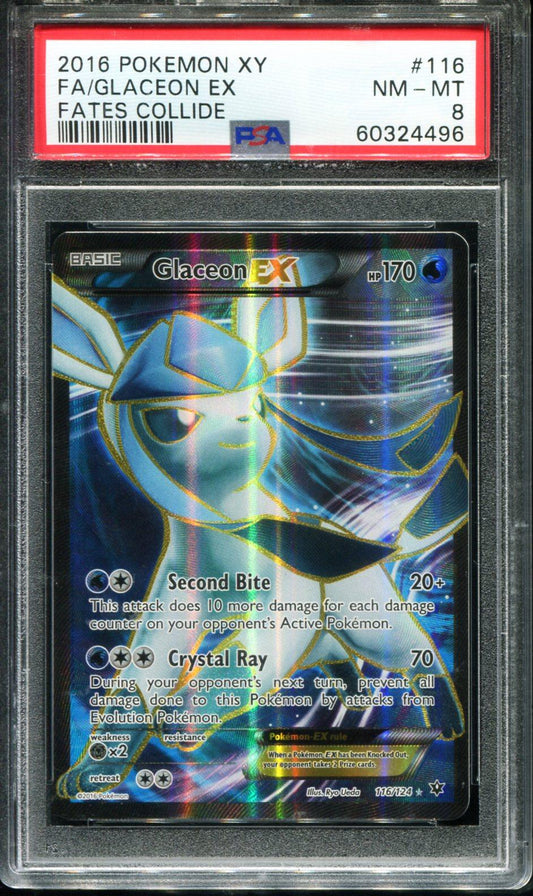GLACEON EX 116/124 PSA 8 FATES COLLIDE POKEMON