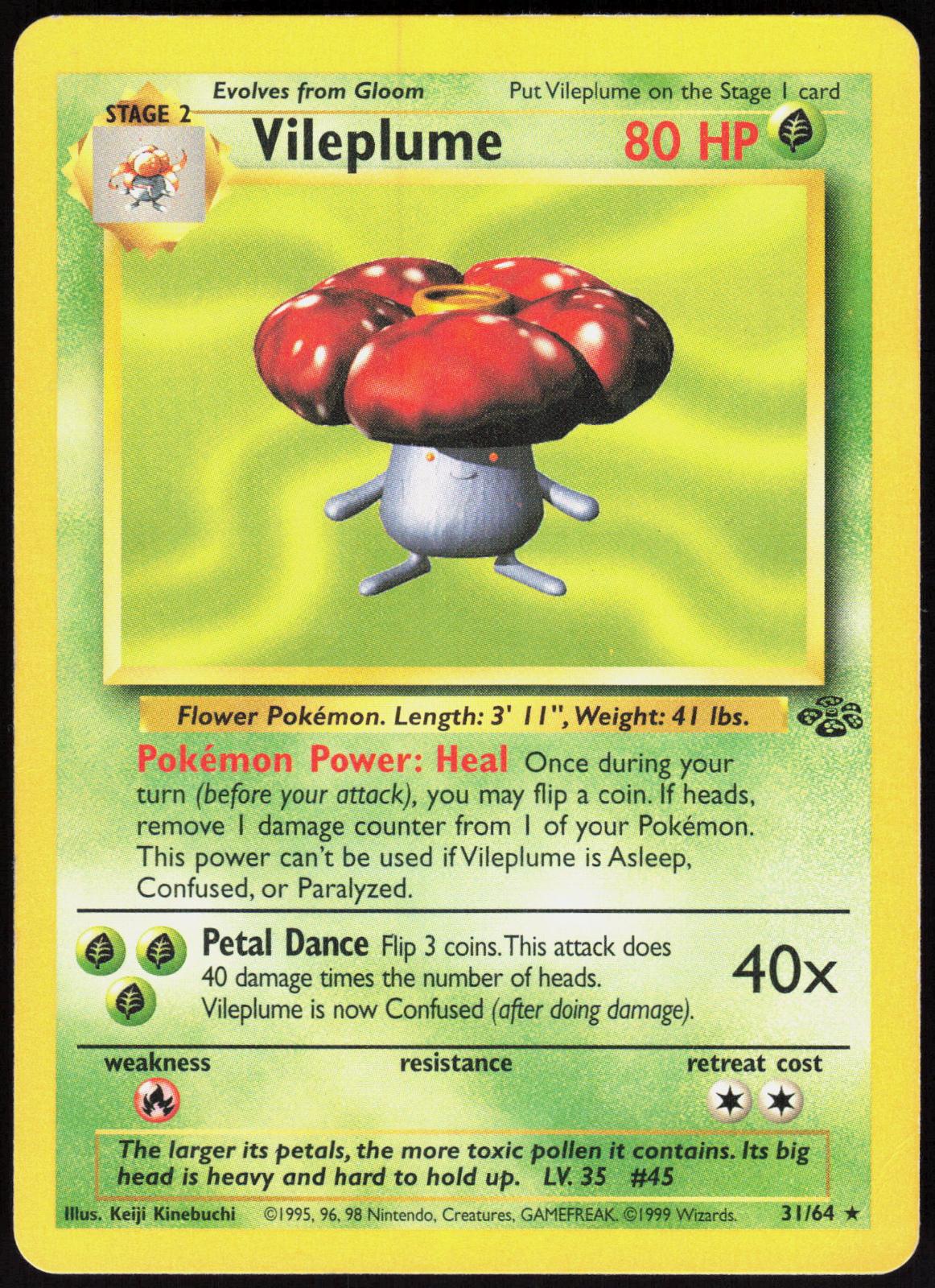 VILEPLUME 31/64 JUNGLE POKEMON RARE UNLIMITED MP