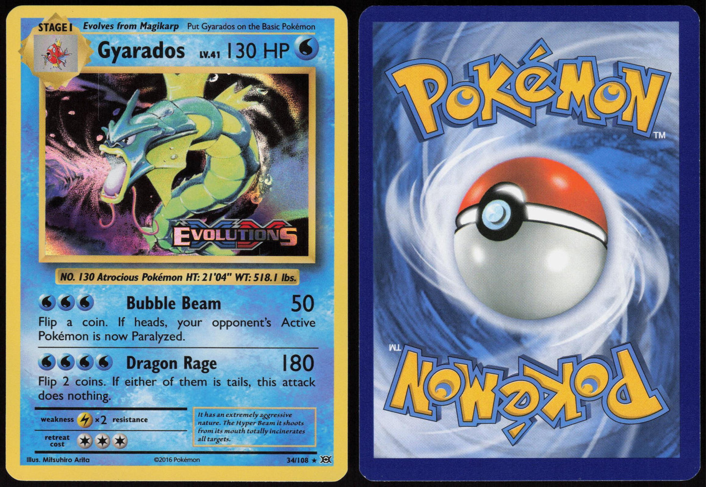 GYARADOS (XY EVOLUTIONS PRERELEASE) 34/108 XY PROMO POKEMON PROMO HOLO LP