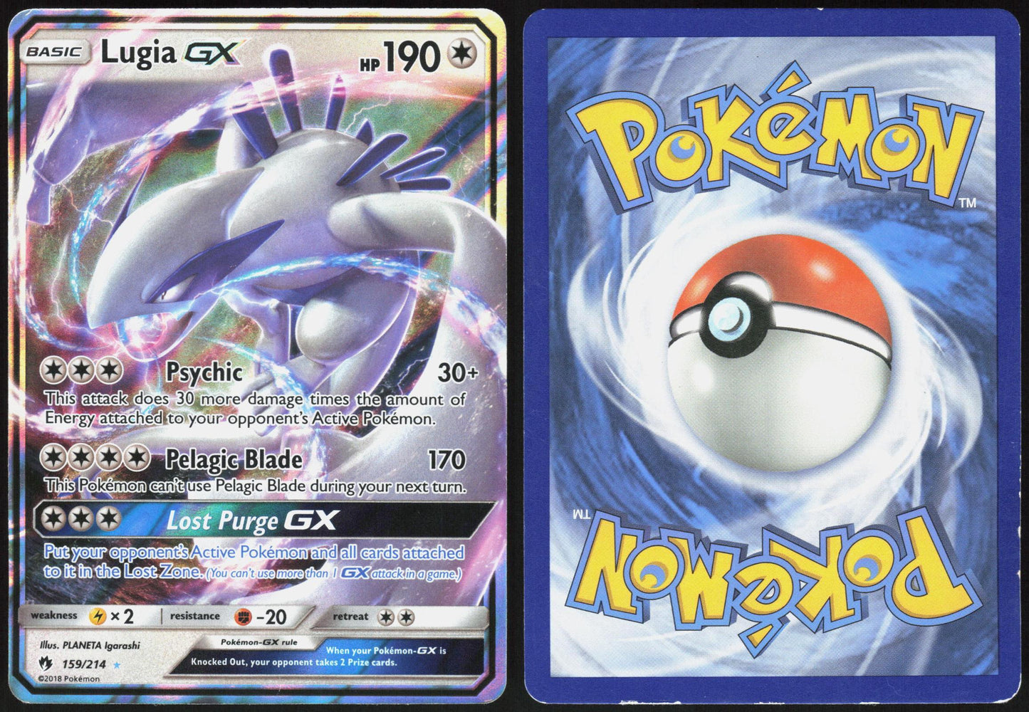 LUGIA GX 159/214 LOST THUNDER POKEMON GX RARE MP