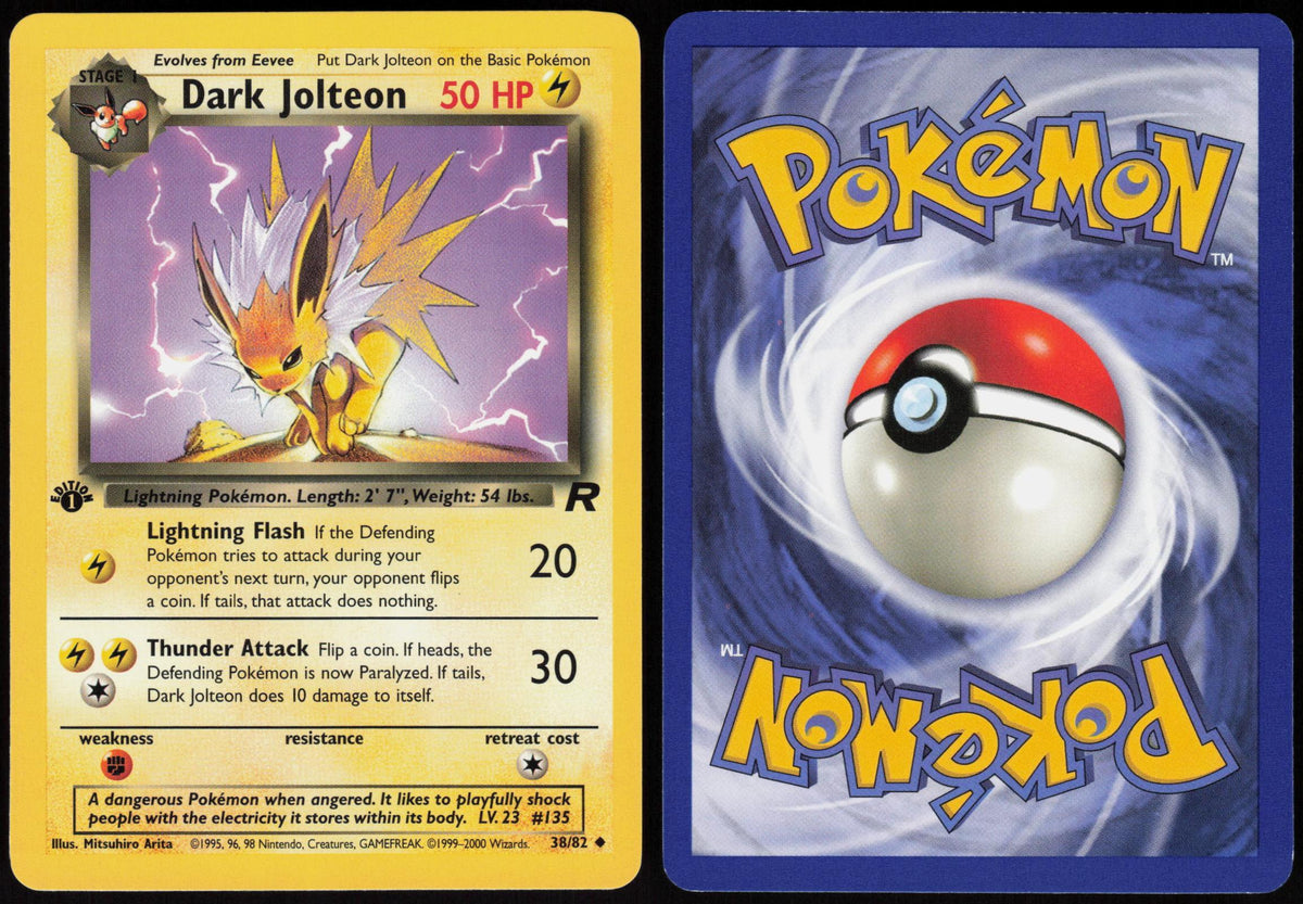 DARK JOLTEON 38/82 TEAM ROCKET POKEMON UNCOMMON 1ST EDITION LP