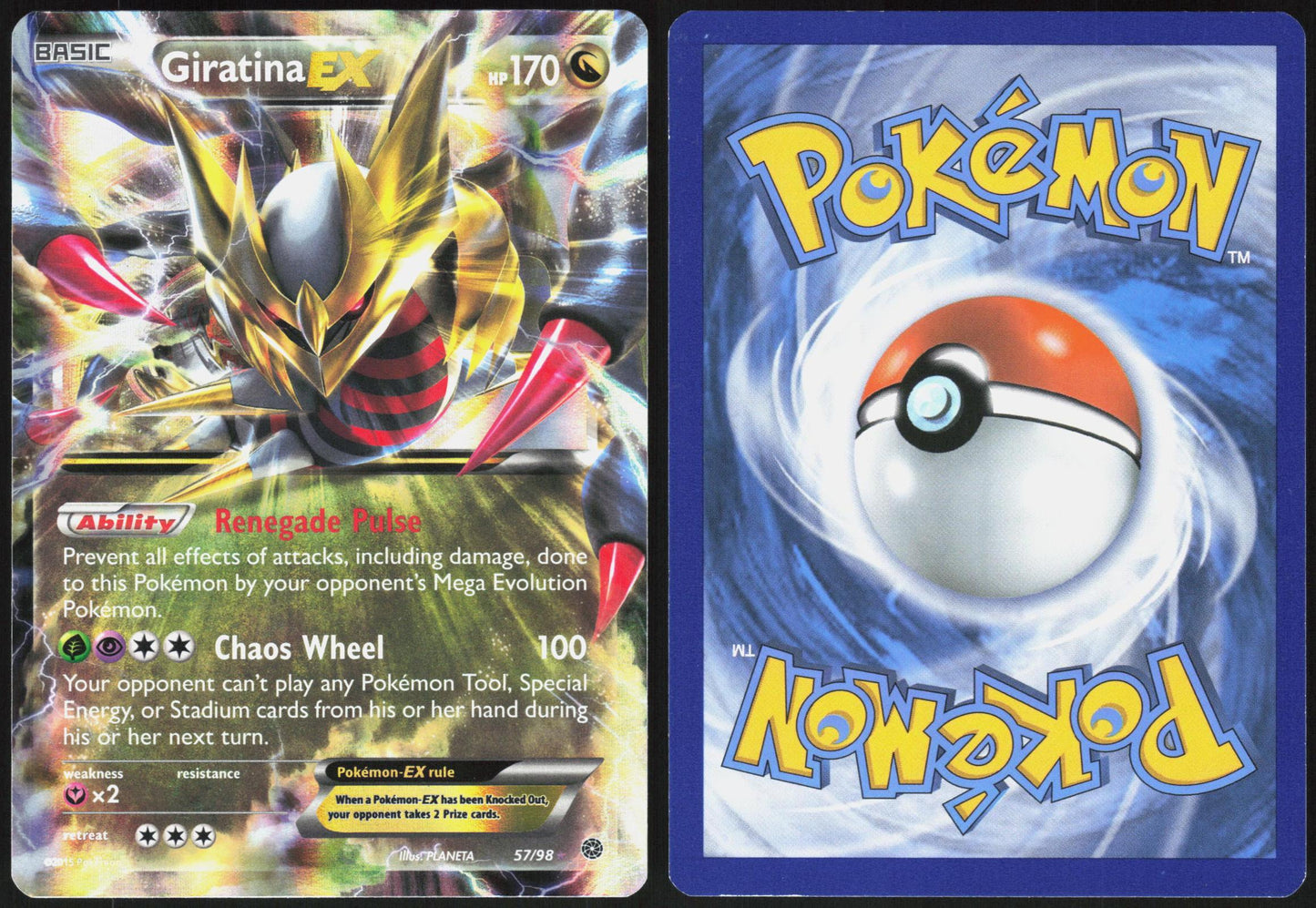 GIRATINA EX 57/98 ANCIENT ORIGINS POKEMON EX RARE LP