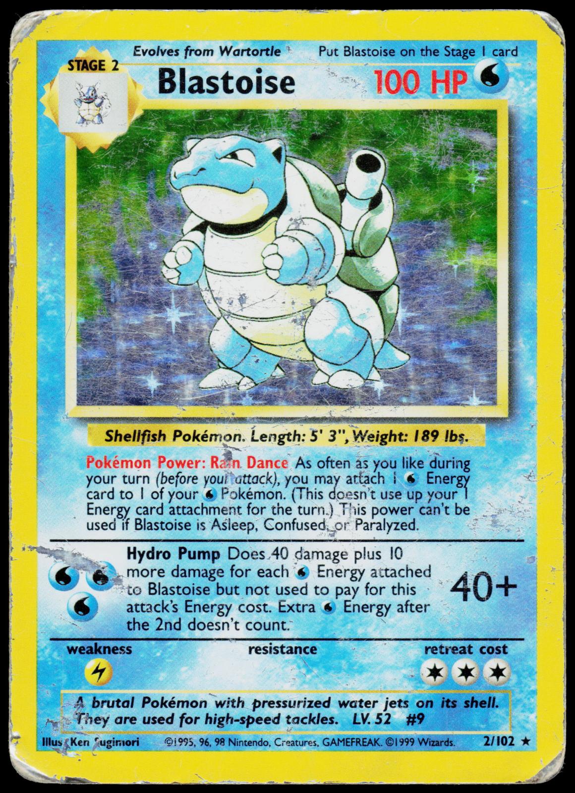 BLASTOISE 2/102 BASE SET UNLIMITED HOLO RARE DMG