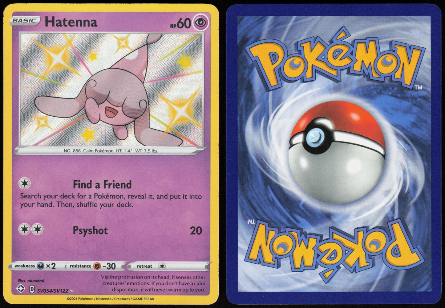 HATENNA SV054/SV122 SHINING FATES SHINY VAULT POKEMON SHINY RARE HOLO LP
