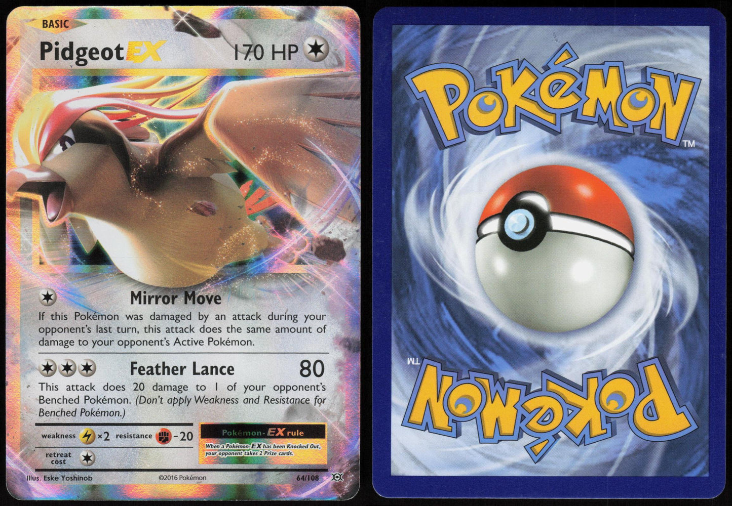 PIDGEOT EX 64/108 EVOLUTIONS POKEMON EX RARE HOLO LP