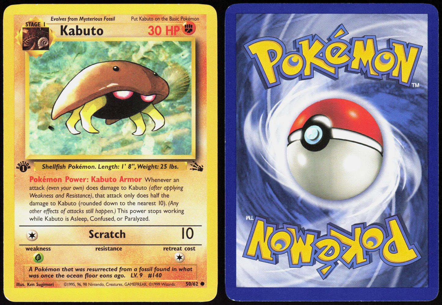KABUTO 50/62 FOSSIL POKEMON COMMON LP