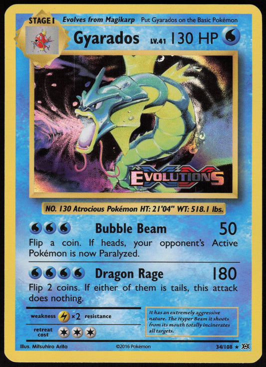 GYARADOS (XY EVOLUTIONS PRERELEASE) 34/108 XY PROMO POKEMON PROMO HOLO LP
