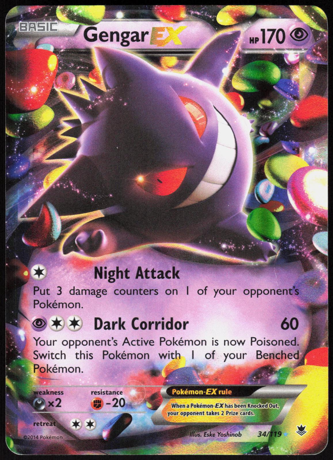 GENGAR EX 34/119 PHANTOM FORCES POKEMON EX RARE LP