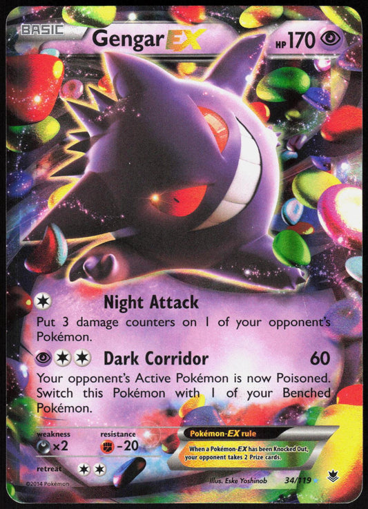 GENGAR EX 34/119 PHANTOM FORCES POKEMON EX RARE LP