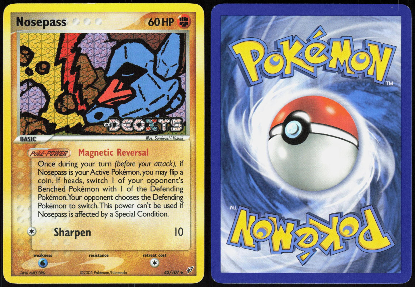 NOSEPASS 42/107 DEOXYS POKEMON UNCOMMON REVERSE HOLO LP