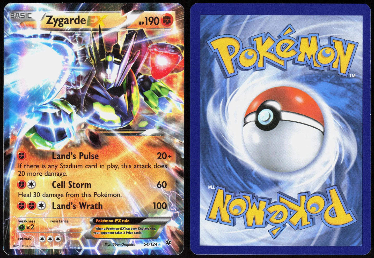 ZYGARDE EX 54/124 FATES COLLIDE POKEMON EX RARE HOLO LP
